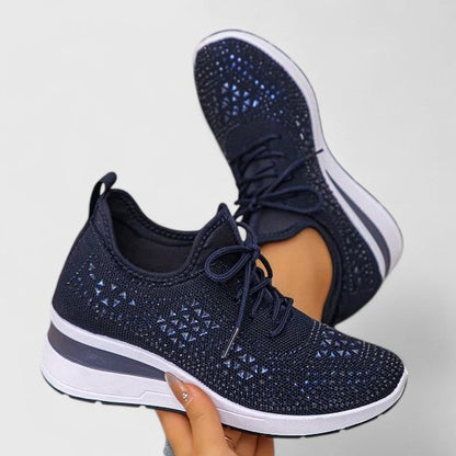 Marie | Damen Frühlings Leichte Strick-Plateau-Sneaker