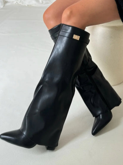 Jessica | Damen Herbst Slouchy Zip-Up Kniehohe Stiefel