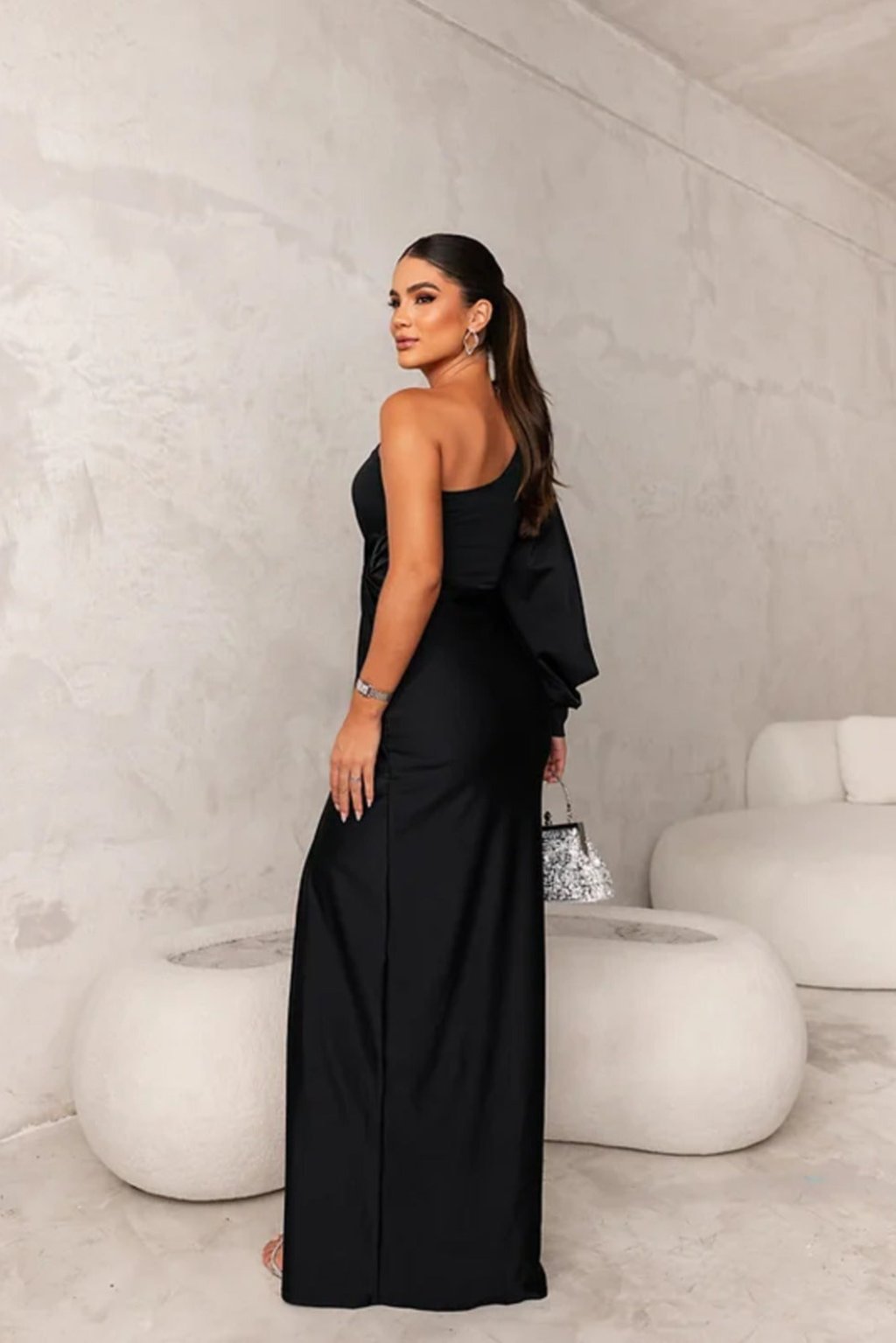 Magdalena | Damen Abendkleid mit Einer Schulter und Raffung