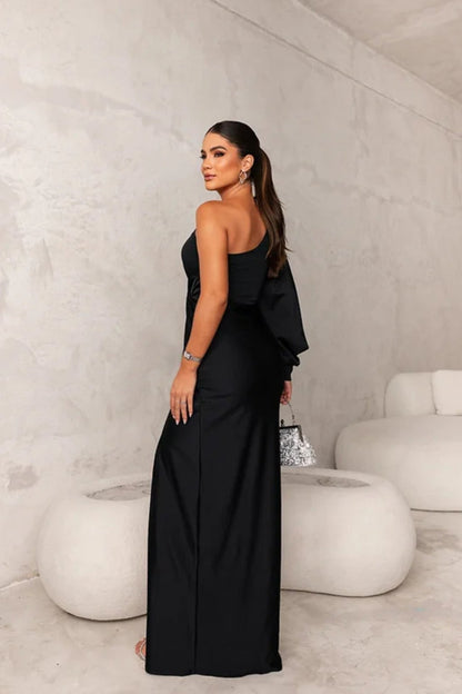 Magdalena | Damen Abendkleid mit Einer Schulter und Raffung