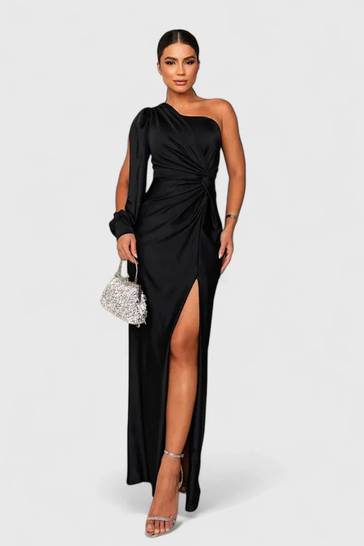 Magdalena | Damen Abendkleid mit Einer Schulter und Raffung