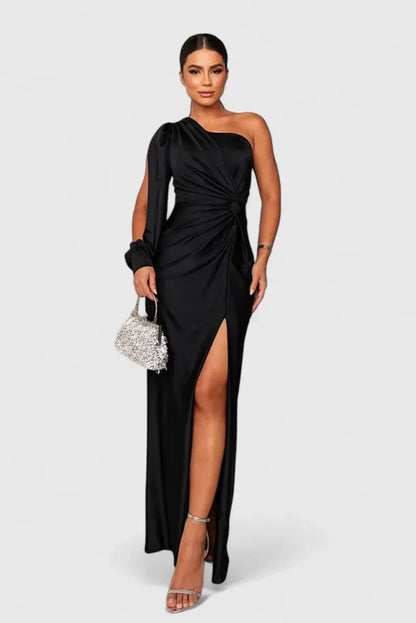 Magdalena | Damen Abendkleid mit Einer Schulter und Raffung