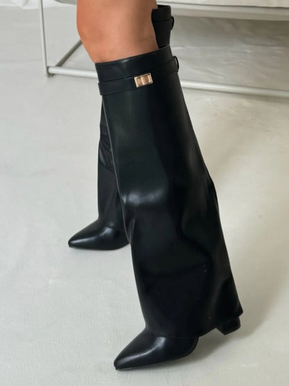 Jessica | Damen Herbst Slouchy Zip-Up Kniehohe Stiefel