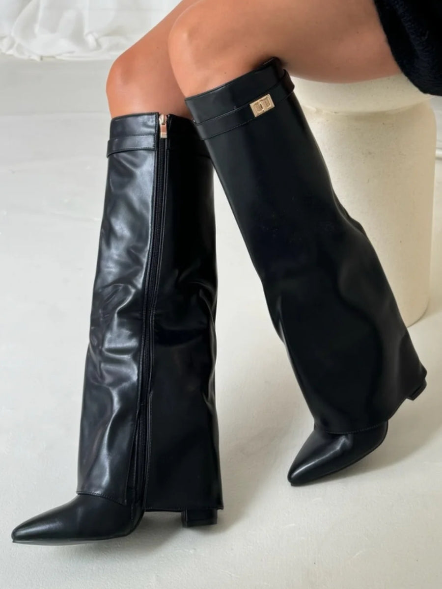 Jessica | Damen Herbst Slouchy Zip-Up Kniehohe Stiefel