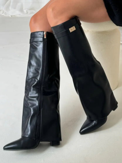 Jessica | Damen Herbst Slouchy Zip-Up Kniehohe Stiefel