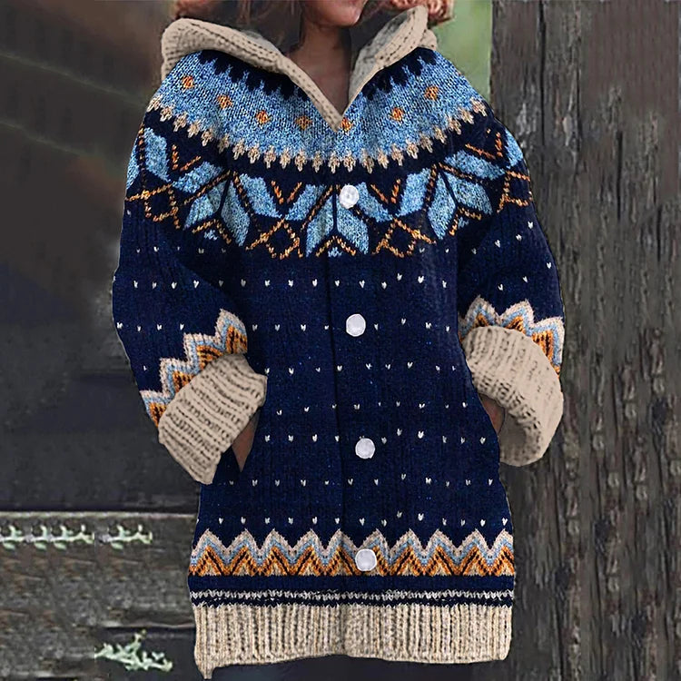 Andrea | Fair Isle Kapuzenstrickjacke für Damen