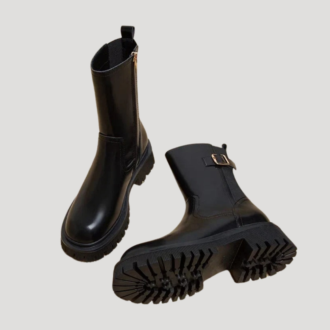 Karla | Damen Frühlings Chunky Stiefel in Wadenhöhe