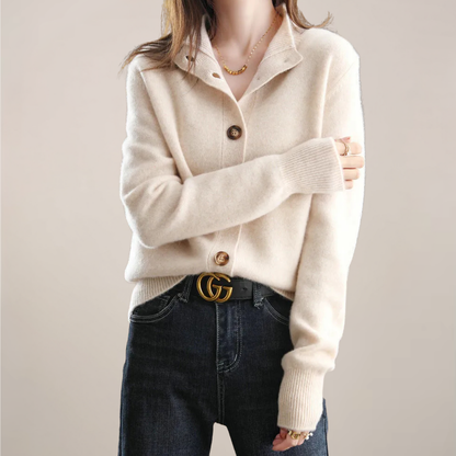 Carmen | Damen Frühling Cardigan mit Kragen und Knöpfen