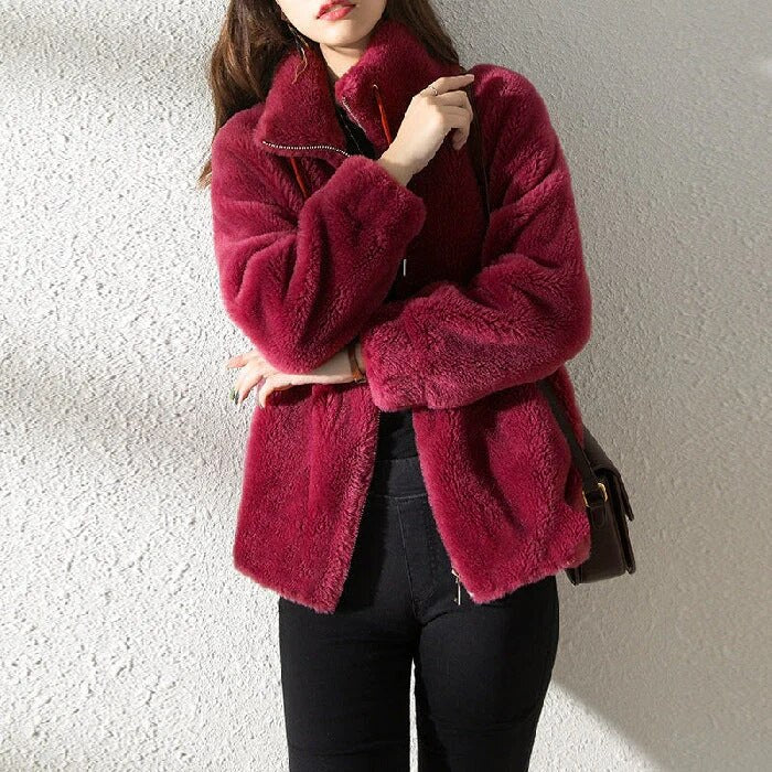 Sabina | Damen Gemütliche Winterjacke aus Kunstfell