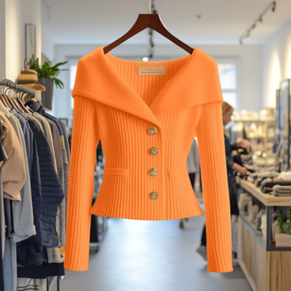 Daniela | Damen Modischer Gerippter Pullover mit Knöpfen