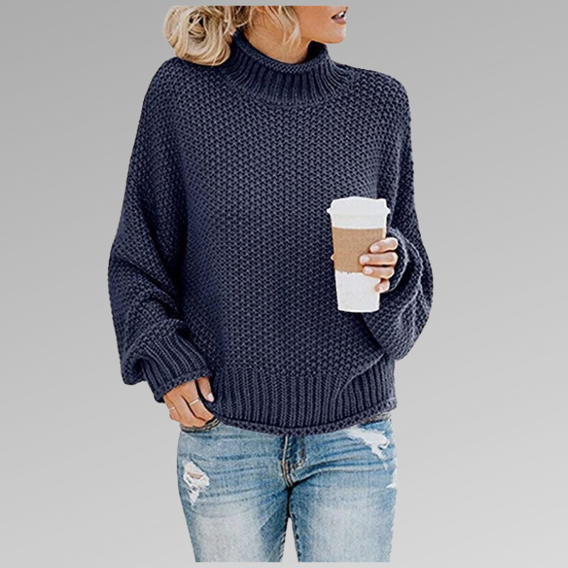 Pauline | Damen Oversize Hochgeschlossener Strickpullover