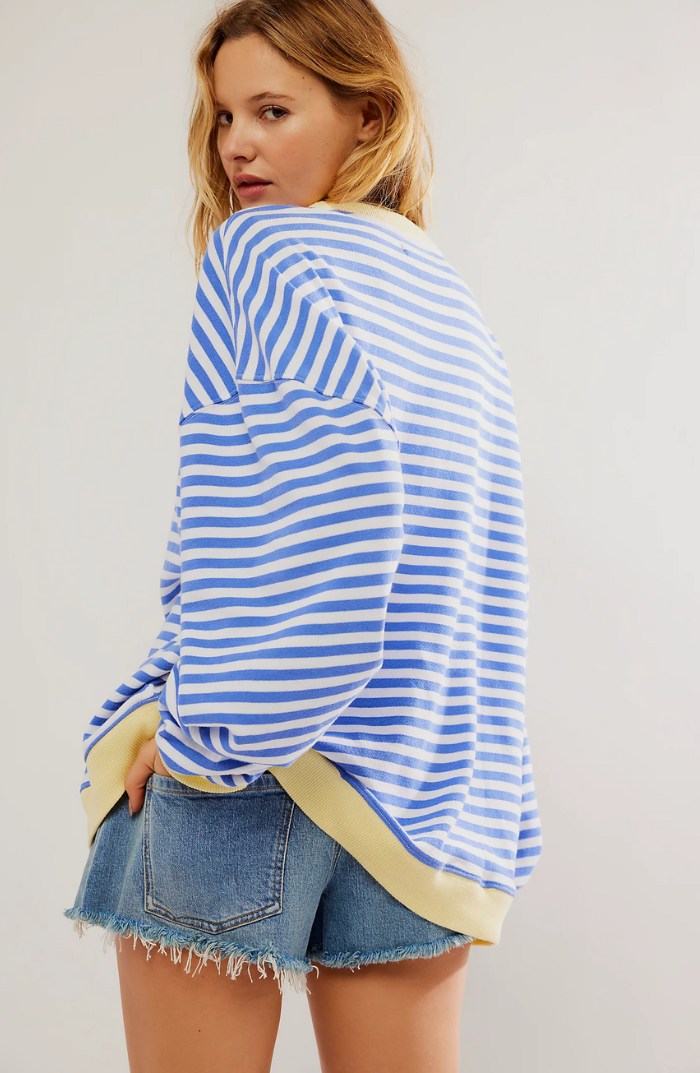 Martina | Damen Gestreifter Rundhals-Pullover für den Frühling