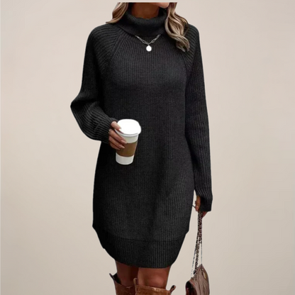 Christa | Damen Rollkragen-Pulloverkleid mit langen Ärmeln