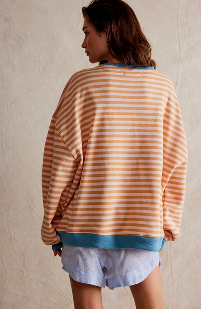 Martina | Damen Gestreifter Rundhals-Pullover für den Frühling
