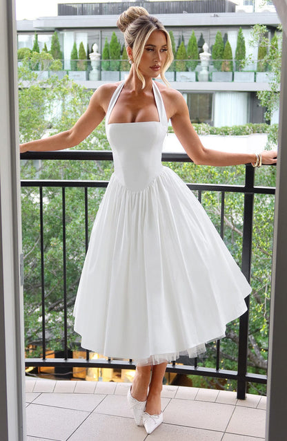 Helga | Damen Halter Midi Kleid für Hochzeitsgäste