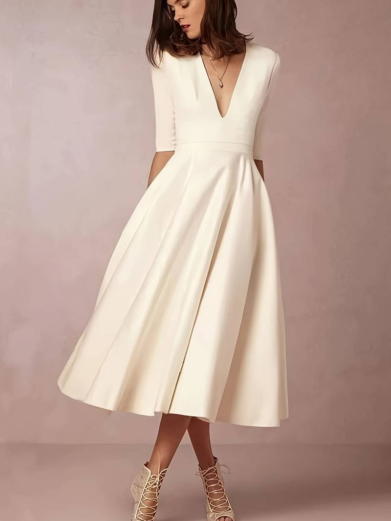 Franziska | Damen Glockenförmiges Midi Kleid für Hochzeitsgäste