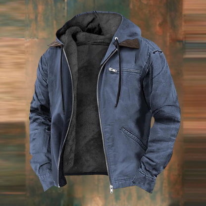 Peter | Herren Warme Winterjacke mit Kapuze und Reißverschluss