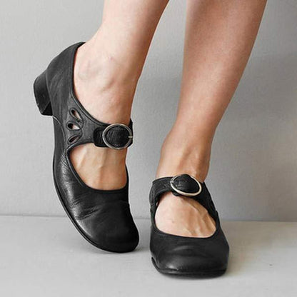 Helga | Damen-Winter-Schuhe im Vintage-Stil mit Schnallenriemen