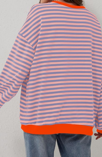 Martina | Damen Gestreifter Rundhals-Pullover für den Frühling