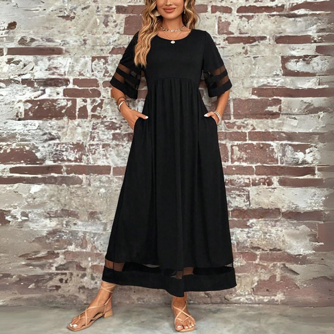 Karin | Damen Maxikleid mit Kurzarm