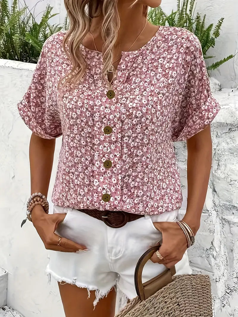 Theresa | Damen Schicke Bluse mit Floralem Sommerprint