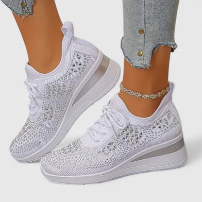 Marie | Damen Frühlings Leichte Strick-Plateau-Sneaker