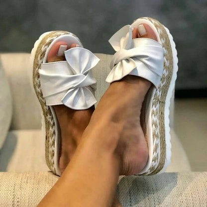 Gabriela | Damen Frühlings Slip-On Plateau-Sandalen mit Schleife