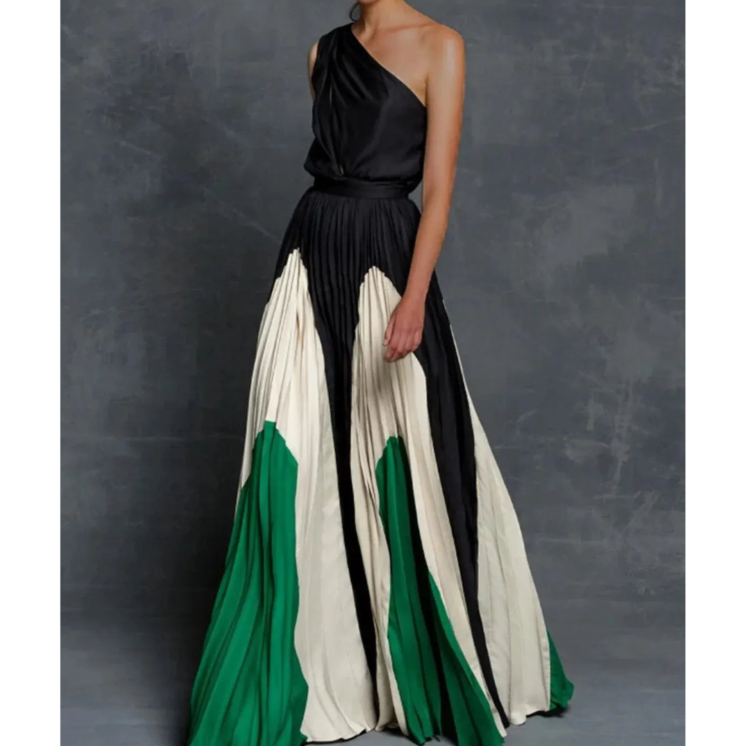 Franziska | Damen Maxikleid mit Ein-Schulter-Design in kräftiger Farbe