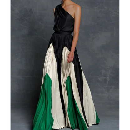 Franziska | Damen Maxikleid mit Ein-Schulter-Design in kräftiger Farbe
