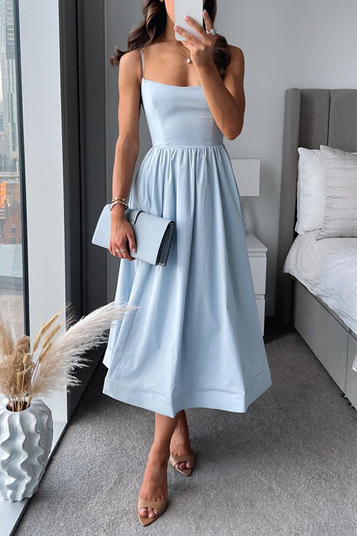 Edith | Damen Midikleid mit figurbetontem Oberteil und fließendem Rock