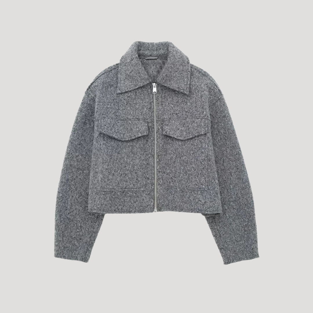 Felicia | Damen Kurze Winterjacke mit Reißverschluss vorne