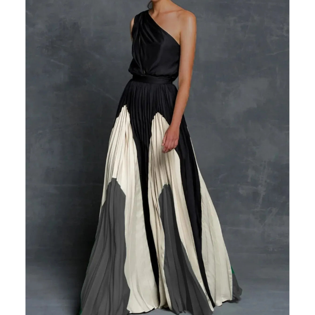 Franziska | Damen Maxikleid mit Ein-Schulter-Design in kräftiger Farbe