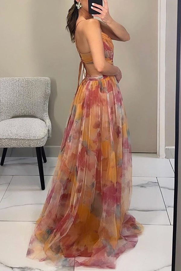 Leonie | Damen Falten-Maxi-Kleid