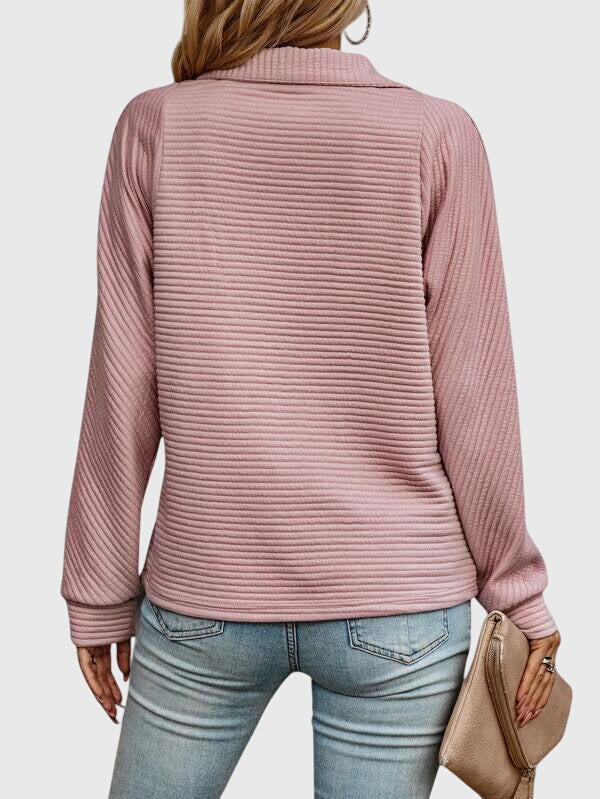 Emma | Damen Modischer Lockerer Reißverschluss-Pullover