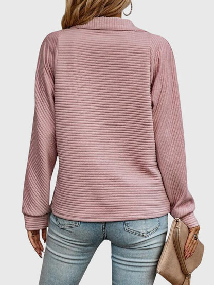 Emma | Damen Modischer Lockerer Reißverschluss-Pullover