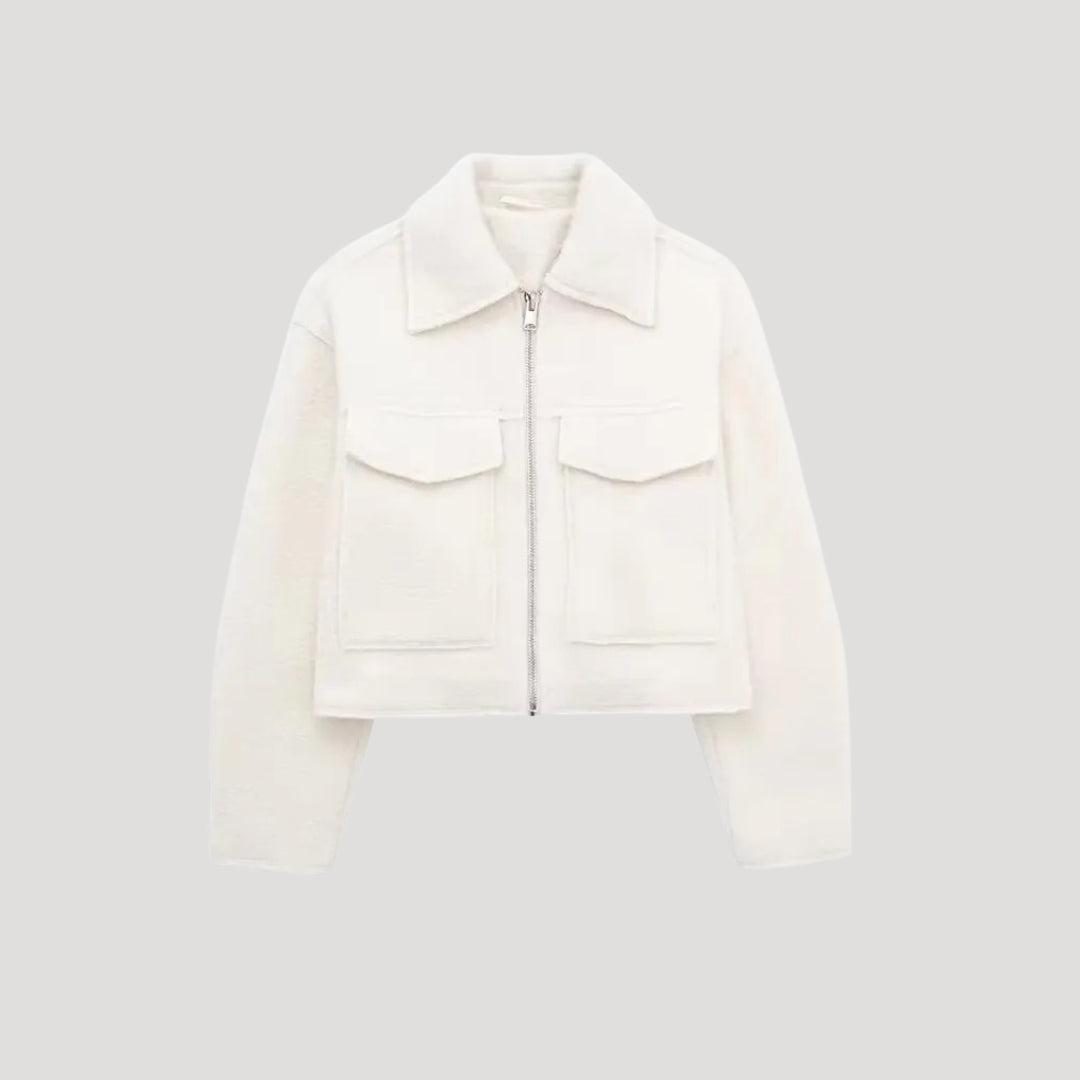 Felicia | Damen Kurze Winterjacke mit Reißverschluss vorne