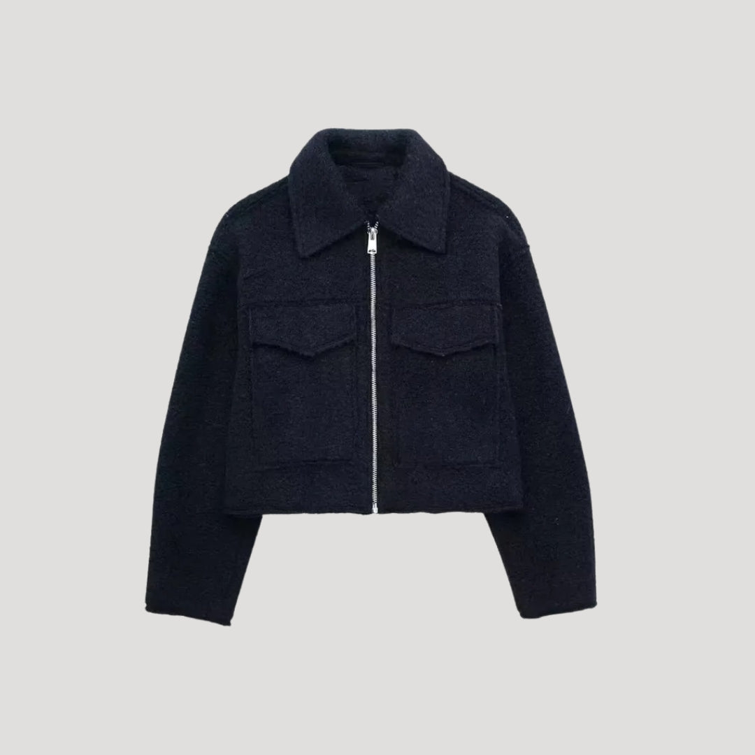 Felicia | Damen Kurze Winterjacke mit Reißverschluss vorne