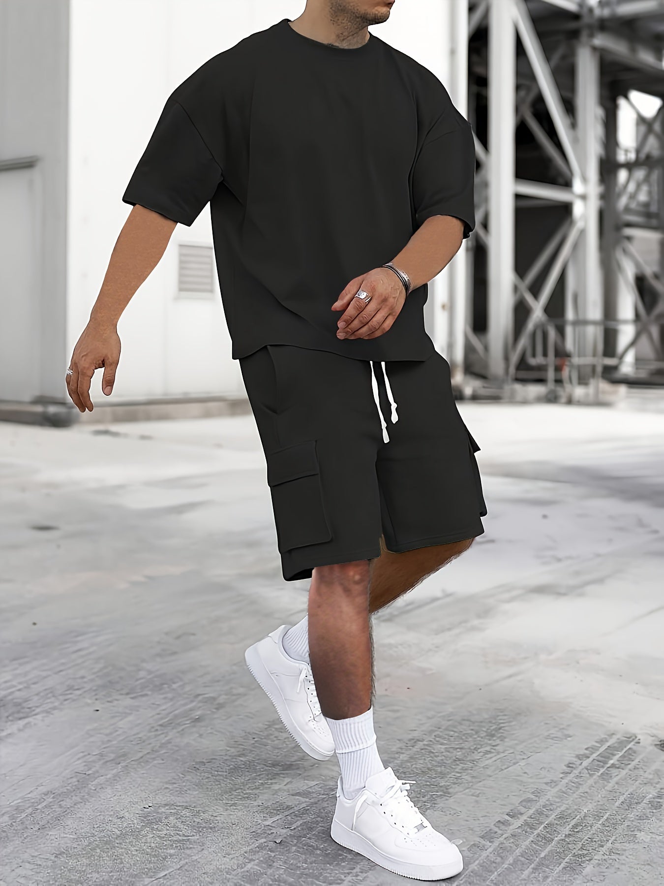 Martin | Herren Locker Geschnittenes T-Shirt-und-Shorts-Set