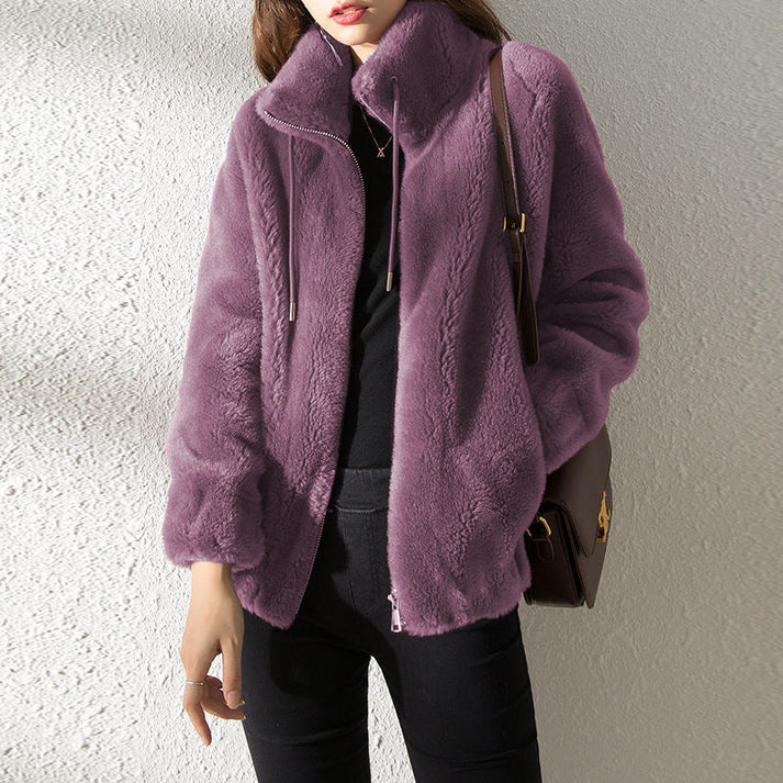 Sabina | Damen Gemütliche Winterjacke aus Kunstfell