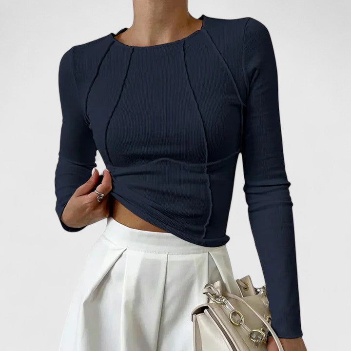 Stefanie | Damen Lässiges Langarmshirt, Enganliegend