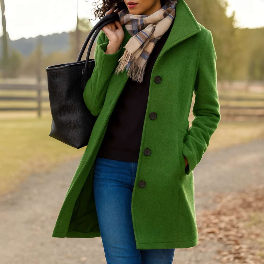 Beatrice | Damen Klassischer Mantel mit Knopfleiste vorne