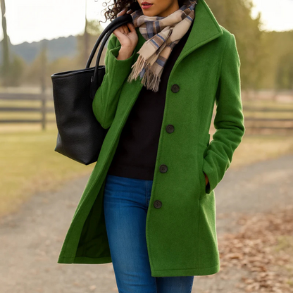Beatrice | Damen Klassischer Mantel mit Knopfleiste vorne