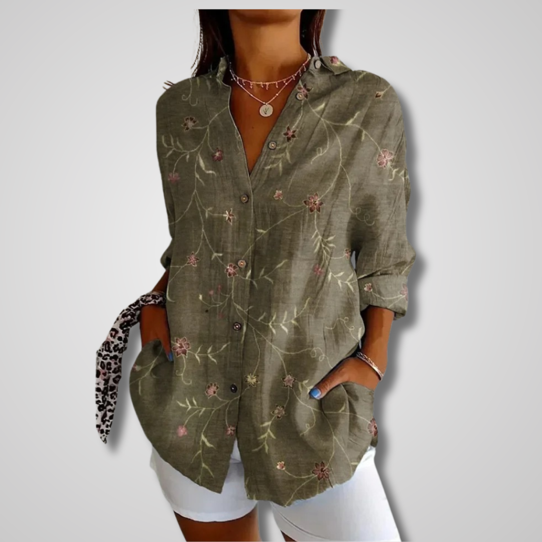 Elfriede | Damen Sommer Vintage Lässiges Hemd