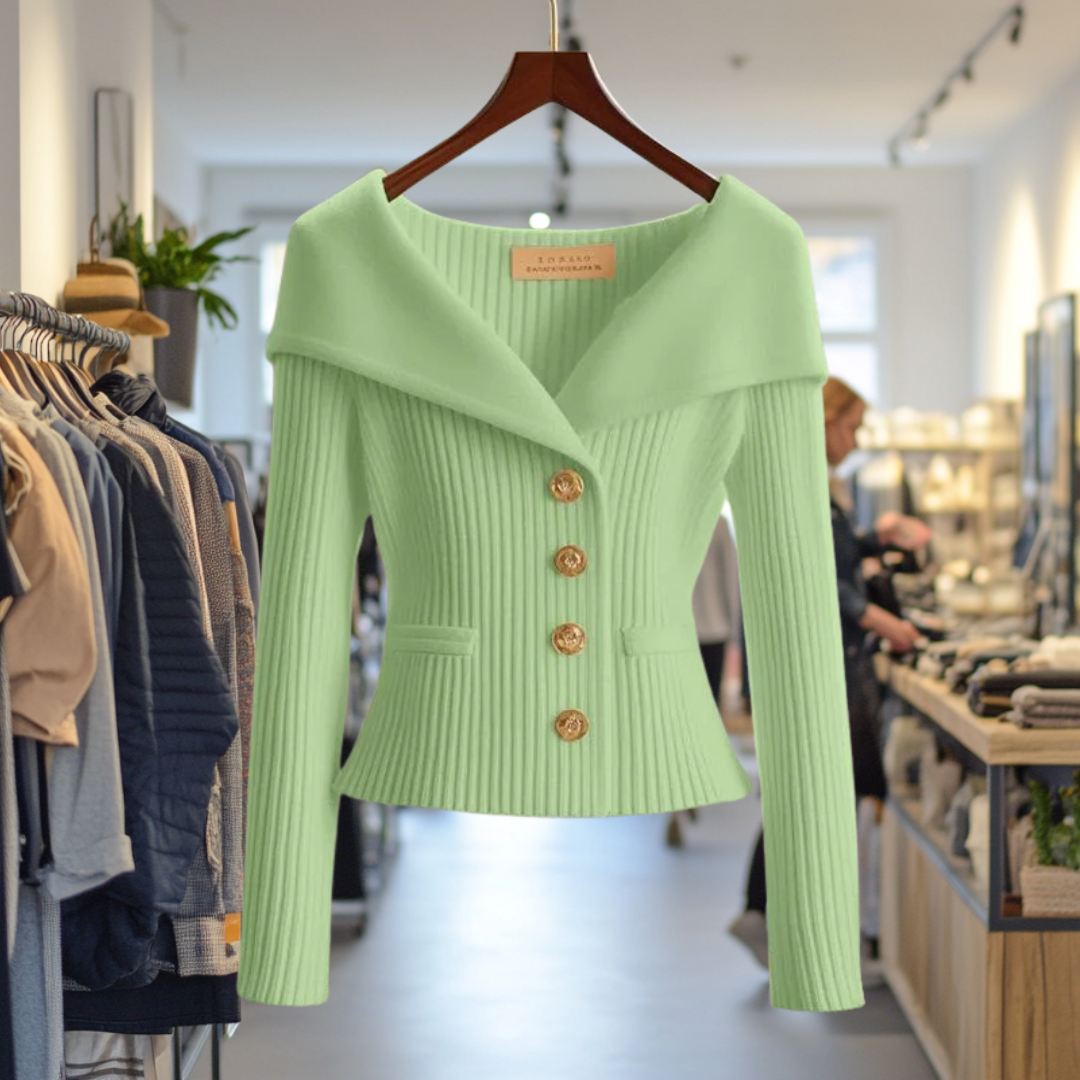 Daniela | Damen Modischer Gerippter Pullover mit Knöpfen