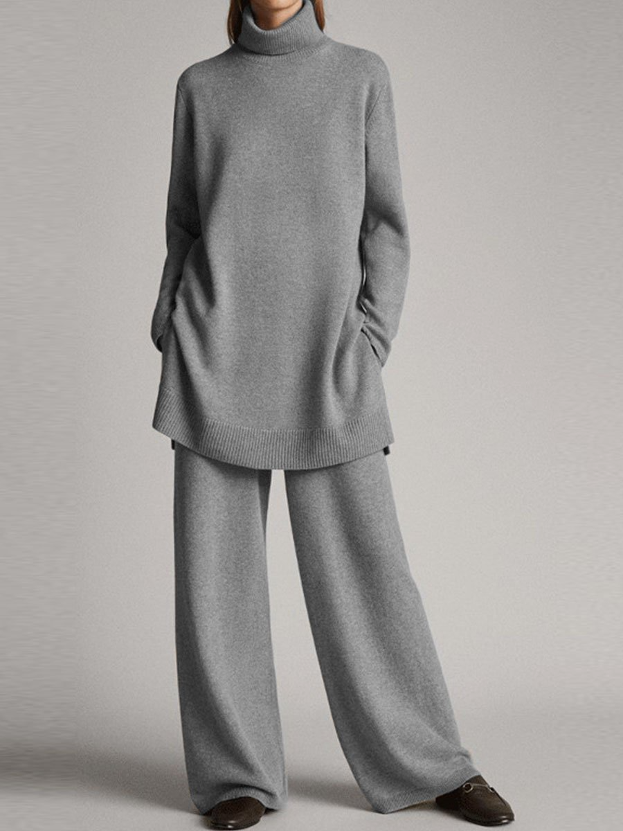 Stefanie | Damen Herbst Strick Zweiteiler im Oversized-Stil
