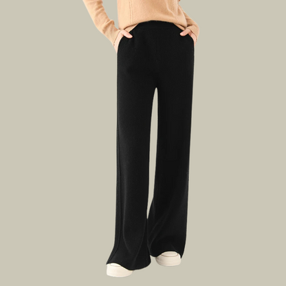 Claudia | Damen Klassische Wollhose mit Plissierter Vorderseite
