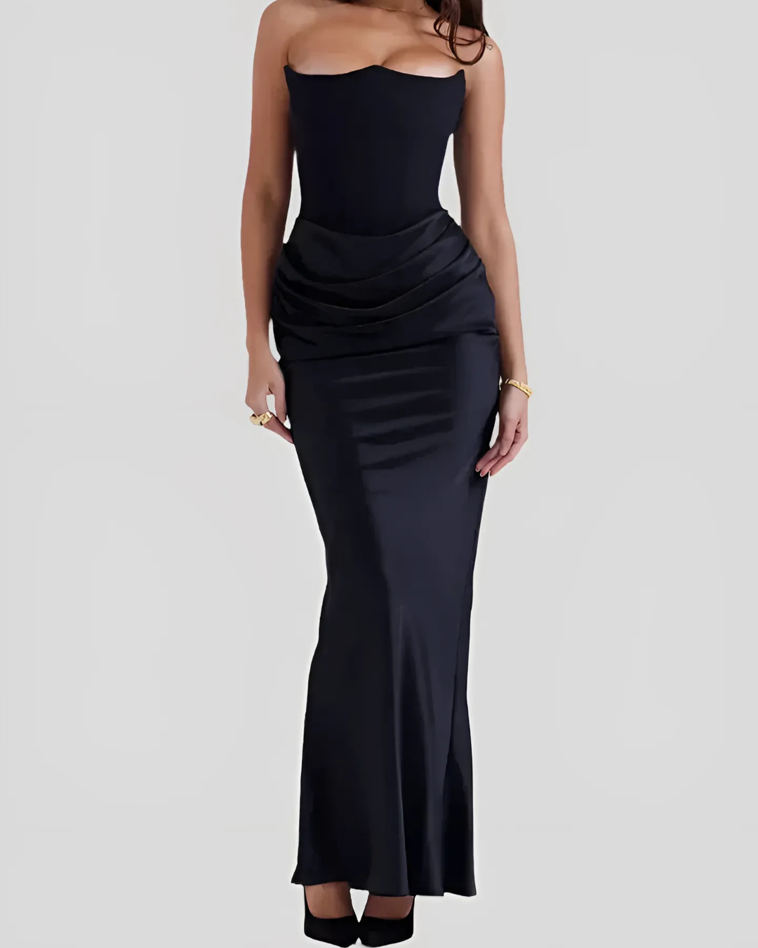 Rita | Drapiertes Maxikleid für Hochzeitsgäste Damen