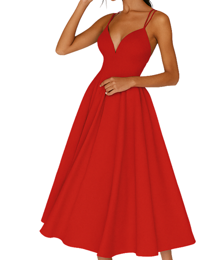Greta | Damen Träger Midi Kleid für Hochzeitsgäste