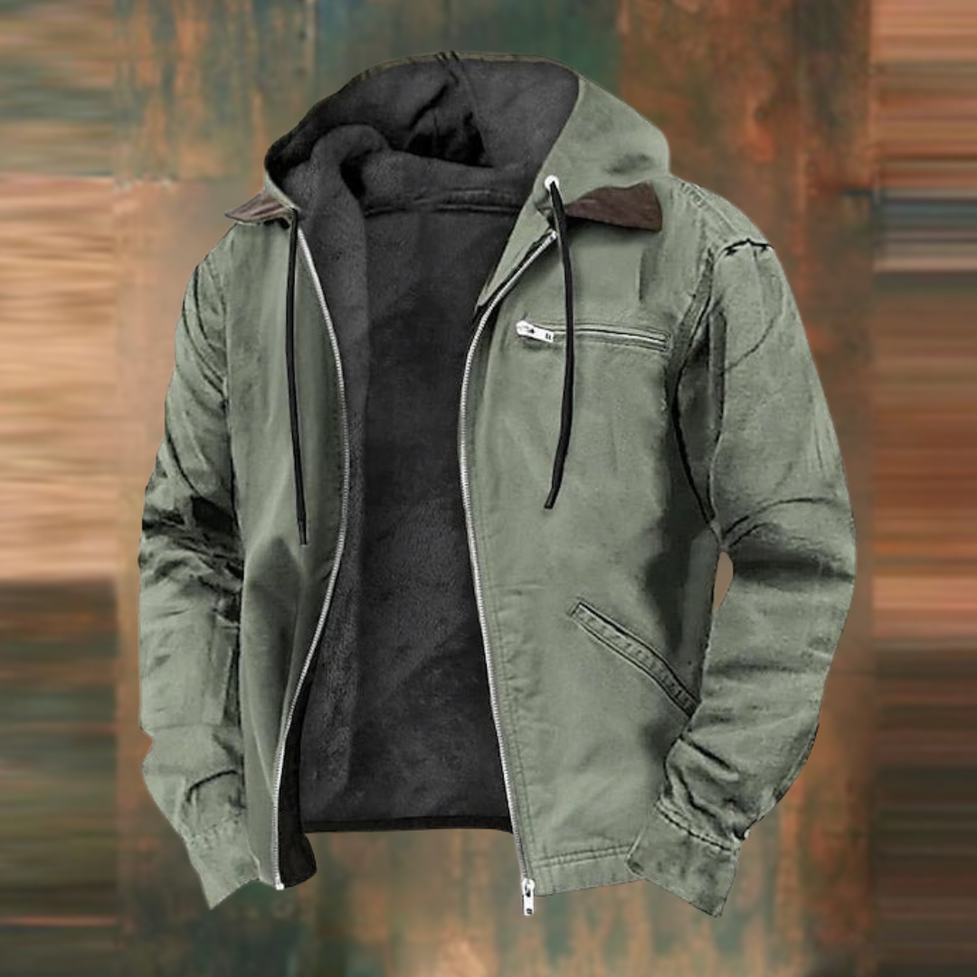 Peter | Herren Warme Winterjacke mit Kapuze und Reißverschluss