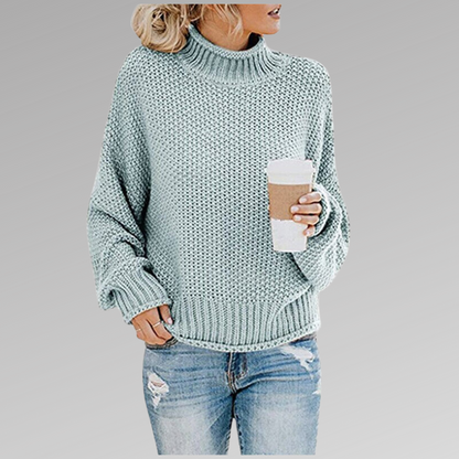 Pauline | Damen Oversize Hochgeschlossener Strickpullover